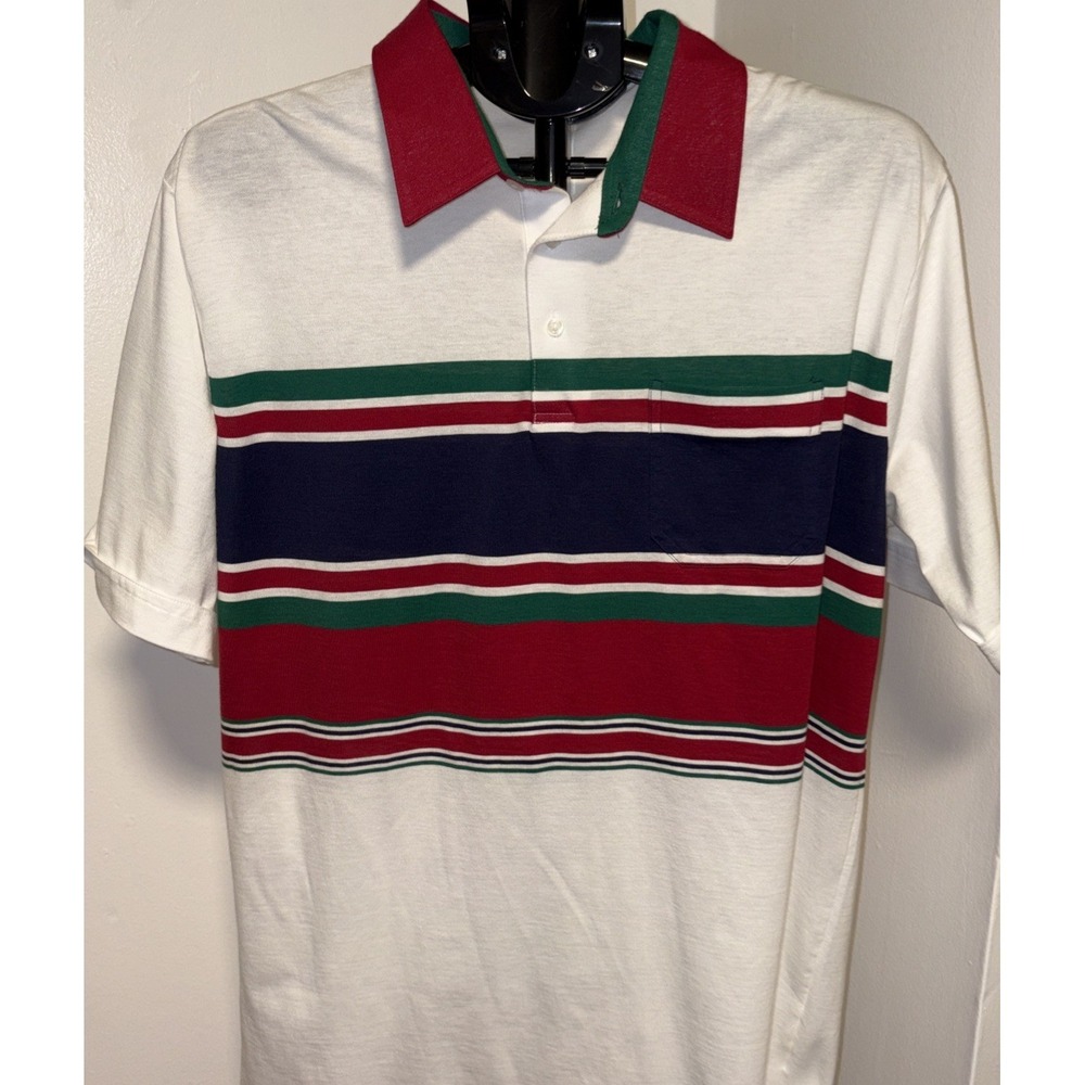 Men's Vintage Tournament By Arrow Golf Polo Sz XL Cotton Blend WHITEGREENREDBLUE